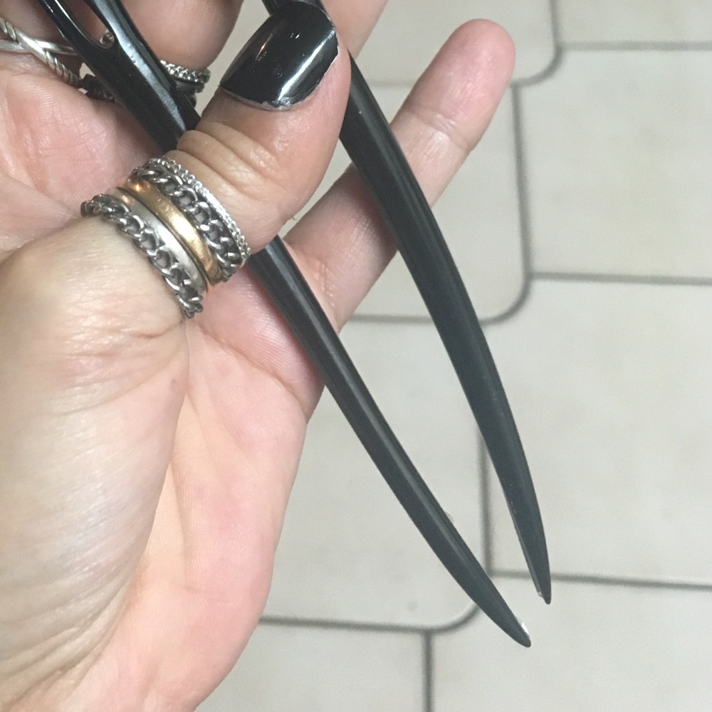 Sale ! 2 black pins for $25 Handmade Hair Pins black epoxy - Picture 7 of 7